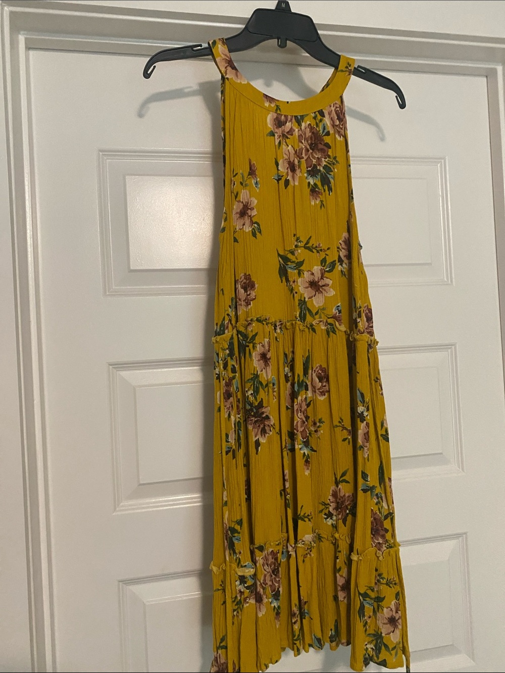 Xhilaration Mustard Floral Halter Maxi Dress